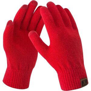 🆕 Women Red Stretch Thermal Magic Gloves Warm Winter Knitted Fleece Texting